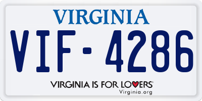 VA license plate VIF4286