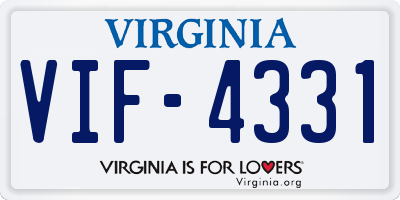 VA license plate VIF4331