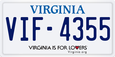 VA license plate VIF4355