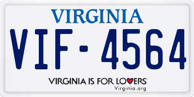 VA license plate VIF4564