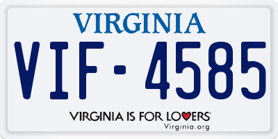 VA license plate VIF4585