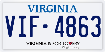 VA license plate VIF4863