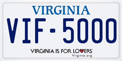VA license plate VIF5000