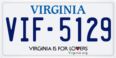 VA license plate VIF5129
