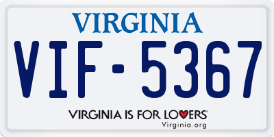 VA license plate VIF5367