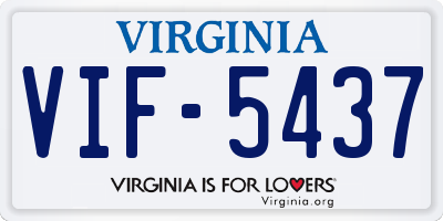 VA license plate VIF5437