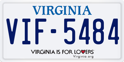 VA license plate VIF5484