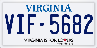 VA license plate VIF5682