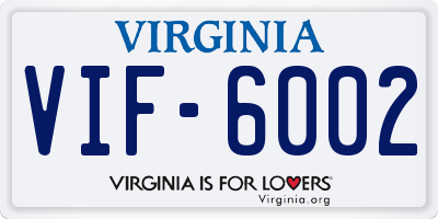 VA license plate VIF6002