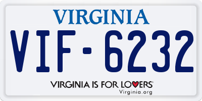 VA license plate VIF6232