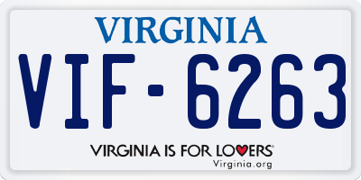 VA license plate VIF6263