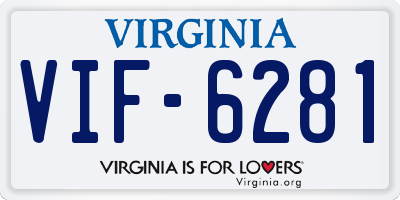 VA license plate VIF6281