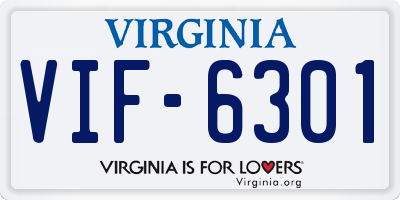 VA license plate VIF6301