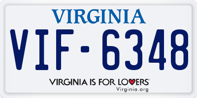 VA license plate VIF6348