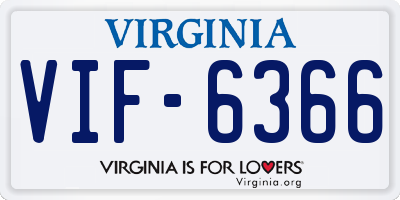 VA license plate VIF6366
