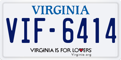 VA license plate VIF6414