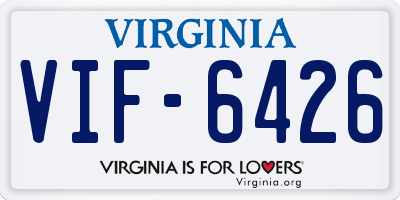 VA license plate VIF6426