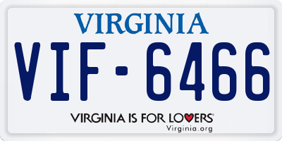 VA license plate VIF6466