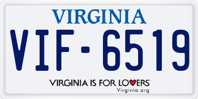 VA license plate VIF6519