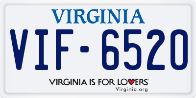 VA license plate VIF6520