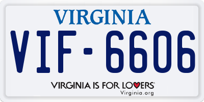 VA license plate VIF6606