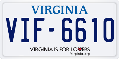 VA license plate VIF6610
