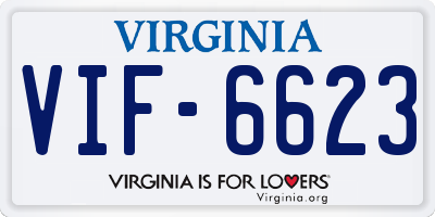 VA license plate VIF6623