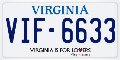 VA license plate VIF6633