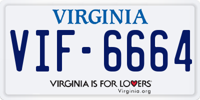 VA license plate VIF6664