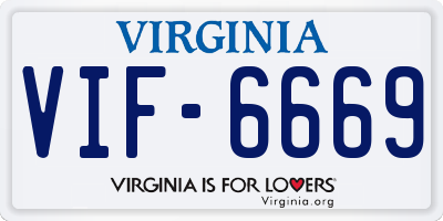 VA license plate VIF6669