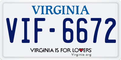 VA license plate VIF6672