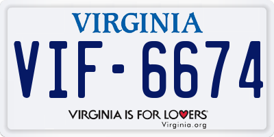 VA license plate VIF6674