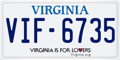 VA license plate VIF6735