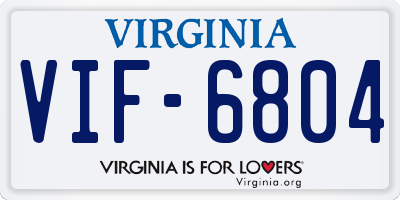 VA license plate VIF6804
