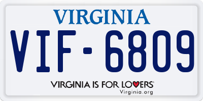 VA license plate VIF6809