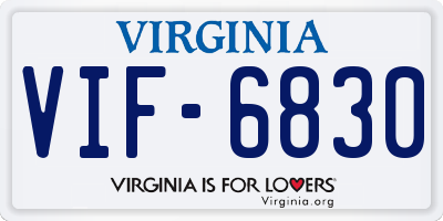 VA license plate VIF6830