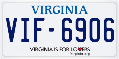 VA license plate VIF6906
