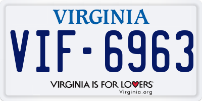 VA license plate VIF6963