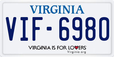 VA license plate VIF6980