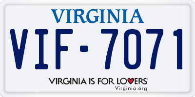 VA license plate VIF7071