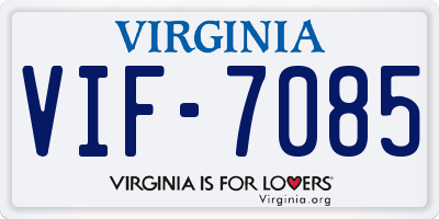 VA license plate VIF7085