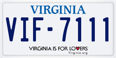 VA license plate VIF7111