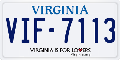 VA license plate VIF7113