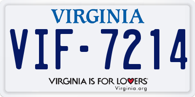 VA license plate VIF7214