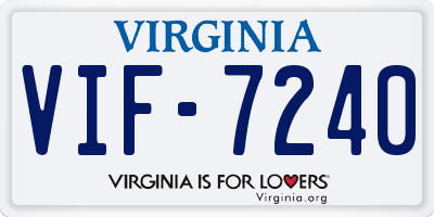 VA license plate VIF7240