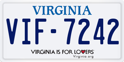 VA license plate VIF7242