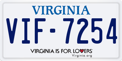 VA license plate VIF7254