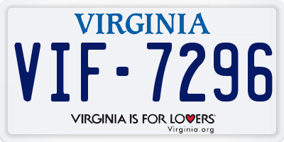 VA license plate VIF7296