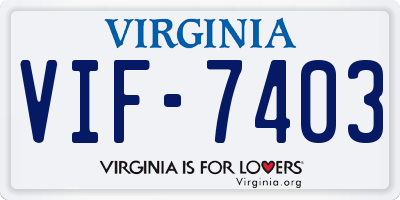 VA license plate VIF7403