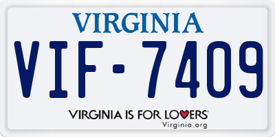 VA license plate VIF7409